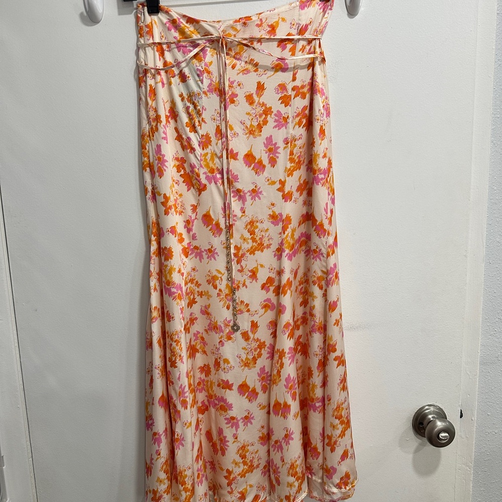 Maje NWT orange flower midi skirt